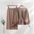 Fashion Set for Women 2023 Spring and Autumn Vintage Bag Hip, Waist, and Slimming Knitted Dress Two Piece Set Round Neck Solid Color