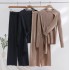 2023 autumn and winter new lazy style knitted wide leg pants set for women's casual fashion sweater temperament two-piece set