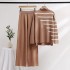 2023 Early Autumn New Fashion Set Korean Edition Loose Striped Knitted Top Casual High Waist Drop pants