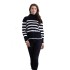 High neck black and white striped sweater, women's silhouette, loose retro knitted top, thickened new style, lazy and luxurious, autumn and winter