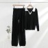 Fashion Knitted Set 2023 Spring and Autumn New Korean Version Half Open Collar Head Knitted Top Casual Pants Two Year Set