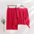 Fashion Set for Women 2023 Spring and Autumn Vintage Bag Hip, Waist, and Slimming Knitted Dress Two Piece Set Round Neck Solid Color