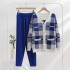 European and American jacket knitted three piece set medium long sweater set checkered cardigan cross-border casual slimming European station