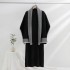 European Station Fashion Knitted Set 2023 Early Autumn Style Charm Cloak Color blocked Big Shawl+Solid Color Dress for Women