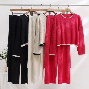 European Station Fashion High Waist Knitted Set Foreign Trade Russia Early Autumn New Collection Instagram Internet Celebrity