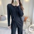 2022 autumn and winter Southeast Asian knitted two-piece set with niche design, irregular slit top for slimming, foreign trade to Thailand