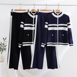 American retro milk sweatshirt 2023 early autumn color blocked loose temperament goddess style sports pants two-piece set