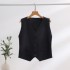 French V-neck ice silk knitted cardigan women's outerwear vest vest vest jacket dopamine wearing sleeveless top