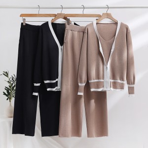 Knitted three piece set European fashion station sweater set Russian foreign trade casual loose slimming INS style 2023