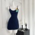 Wuuus shop owner's private dress line: Blues Bilus plaid coarse tweed dress, women's small fragrant style dress