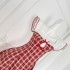 Yue Han Little Fish Red Grid Story Show Thin Temperament Princess Dress