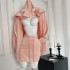 Reese Withers pink teddy bear autumn sweet thin design sense hoodie skirt R6399-1H