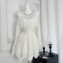 JustQin Moonlight White Rose Gentle Wind Hanging Neck, Exposed Shoulders, Lotus Leaf Edge Chiffon Dress, Waist up Short Skirt for Women