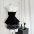 For Fay, Black Swan Heavy Industry tie dye three-dimensional flower hem strapless skirt, women's design sense and temperament dress