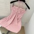 Xiang Tian'er Pink Hanging Neck Dress for Women 2024 Summer New Design Sense One Shoulder Sleeveless Skirt with strapless Skirt