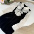 Yang Xiaojuan French heiress MIU series lace patchwork black velvet dress, women's birthday gift dress, high-end feeling