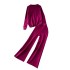 Fashion suit women's Korean version casual versatile split top round neck long sleeved sweater+high waisted wide leg pants long pants