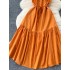 Super Immortal First Love Dress 2024 New French Design with Wrinkle, Loose Waist, Strap, Temperament Strap Dress