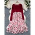 Temperament two-piece women's autumn outfit new gentle style, waist cinching slimming camisole floral dress, long sleeved shawl jacket