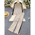 Korean casual suit women's autumn and winter two-piece set, high-end sense, color blocked long sleeved pullover sweater, versatile sweater pants