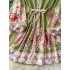 High end elegant dress for women in autumn, European and American retro court standing collar lantern sleeves printed waist slimming A-line skirt