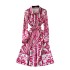 European and American niche retro fashion printed dress, women's autumn outfit with straps, waist cinching, single breasted, medium length shirt and skirt