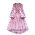 Design sense: niche, high-end, heavy industry, bead, tassel, pleated waist, slimming, lantern sleeves, large swing French dress