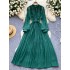 Light luxury French style high-end dress for women in autumn with mesh, black fungus edge, and waist cinching design, exuding a mature and elegant aura. Long skirt