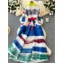 European and American style large edition dress for women, fashionable and stylish, versatile with a lapel and waist cinching strap, medium to long pleated printed jacket