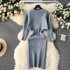 Sweater Women's Winter Set Design Feel Snowflake Hot Diamond Long Sleeve Top Versatile Bottom Tank Top Skirt Two Piece Set Dress