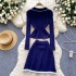 Lazy style, light luxury, high-level sense, Fried Dough Twists knitting suit, women's autumn and winter turtleneck sweater+high waist, slim skirt