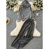 Casual suit women's lazy style versatile zipper hooded contrasting striped knitted cardigan jacket high waist slimming pants