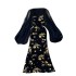 High end western-style suit for women, with a slim waist and hot stamping printed suspender dress+lantern sleeve shawl jacket