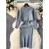 Sweater Women's Winter Set Design Feel Snowflake Hot Diamond Long Sleeve Top Versatile Bottom Tank Top Skirt Two Piece Set Dress