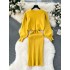 Sweater Women's Winter Fashion Set Light Luxury Hot Diamond Bubble Sleeve Hoodie Versatile Vest Dress Knitted Two Piece Set