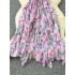 Beach vacation style floral camisole dress for women, summer ruffled edges, three-dimensional flower design, pure desire, spicy girl long skirt