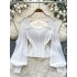 Early autumn new women's versatile top, stylish and youthful, gentle and stylish. Mesh long sleeved patchwork, slim fitting and slimming knit sweater