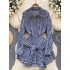 Korean casual shirt and skirt, 2024 autumn collection, new design sense, cross tie waist collection, stylish checkered dress