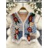 Retro ethnic style sleeveless knitted vest for women, autumn and winter, small stature, floral vintage design, trendy top