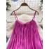 Sweet and spicy girl vacation dress, women's summer French super fairy pleated suspender, irregular ruffle edge fairy first love dress