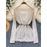 Korean style age reducing two-piece set for women, lazy and versatile, long sleeved hollow hook flower knitted hooded sweater with suspender vest inside