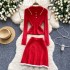 Lazy style, light luxury, high-level sense, Fried Dough Twists knitting suit, women's autumn and winter turtleneck sweater+high waist, slim skirt