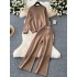 Fashion suit women's Korean version casual versatile split top round neck long sleeved sweater+high waisted wide leg pants long pants