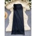 European and American Ins sexy spicy girl half skirt, female design sense, three-dimensional flower high waist slimming slim fit slit long skirt