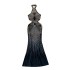 Evening gown women's high-end niche sexy heavy industry hot pressed diamond sleeveless hanging neck slimming and slimming mesh dress for women