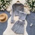 Pure Desire Style Knitted Set for Women, Sweet Inner Strap Tank Top+Versatile Knitted Cardigan Coat+pleated Skirt