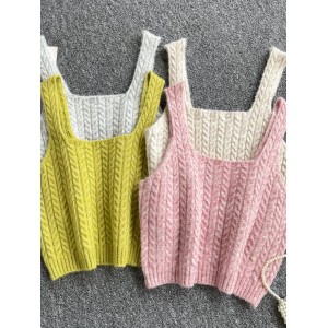 Korean knitwear for women in autumn and winter is versatile, overlapping Fried Dough Twists suspender top, foreign style, aging temperament, and waistcoat