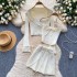 Pure Desire Style Knitted Set for Women, Sweet Inner Strap Tank Top+Versatile Knitted Cardigan Coat+pleated Skirt