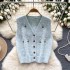 French retro style knitted vest women's autumn and winter embroidered loose and slimming design sense socialite temperament top