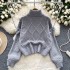 Korean version of simple and high-end knitted high neck sweater for women in autumn and winter, with thick and loose design and loose edges, trendy top